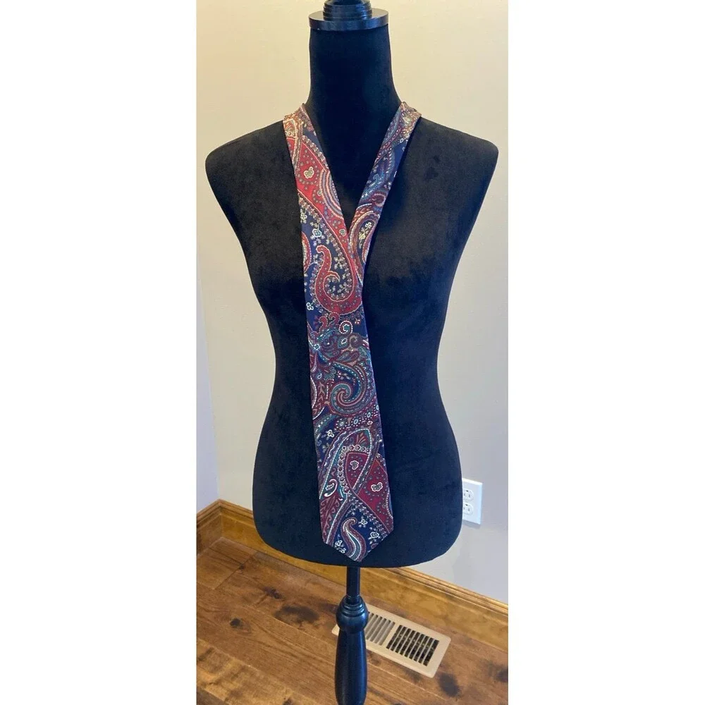 Stafford Necktie Paisley Print Dressy Classic Vintage‎ Look Burgundy Navy Olive
